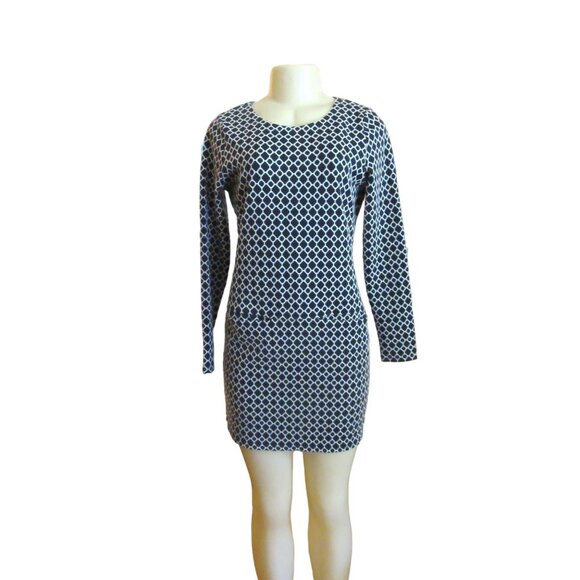 Joules of Great Britain Navy Blue & White Geometric Design Shift Dress in Size 6 - Picture 1 of 5